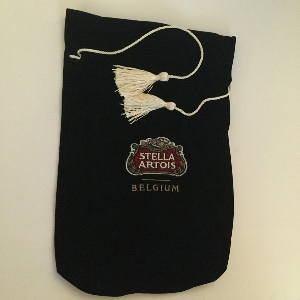 New STELLA ARTOIS VELVET BAG. TASSEL DRAWSTRINGS